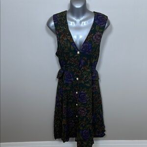 SL Fashions Black and Green Sleeveless Mini Wrap Dress